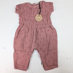 City Mouse 0-3 Months Mauve Smocked Tulip Romper